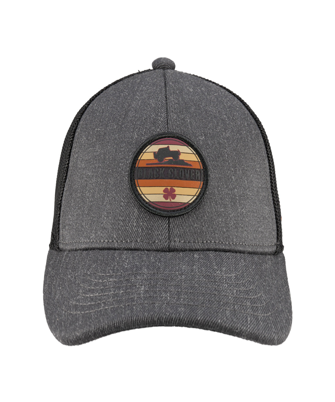 Grey hat with patch depicting vehicle offroad