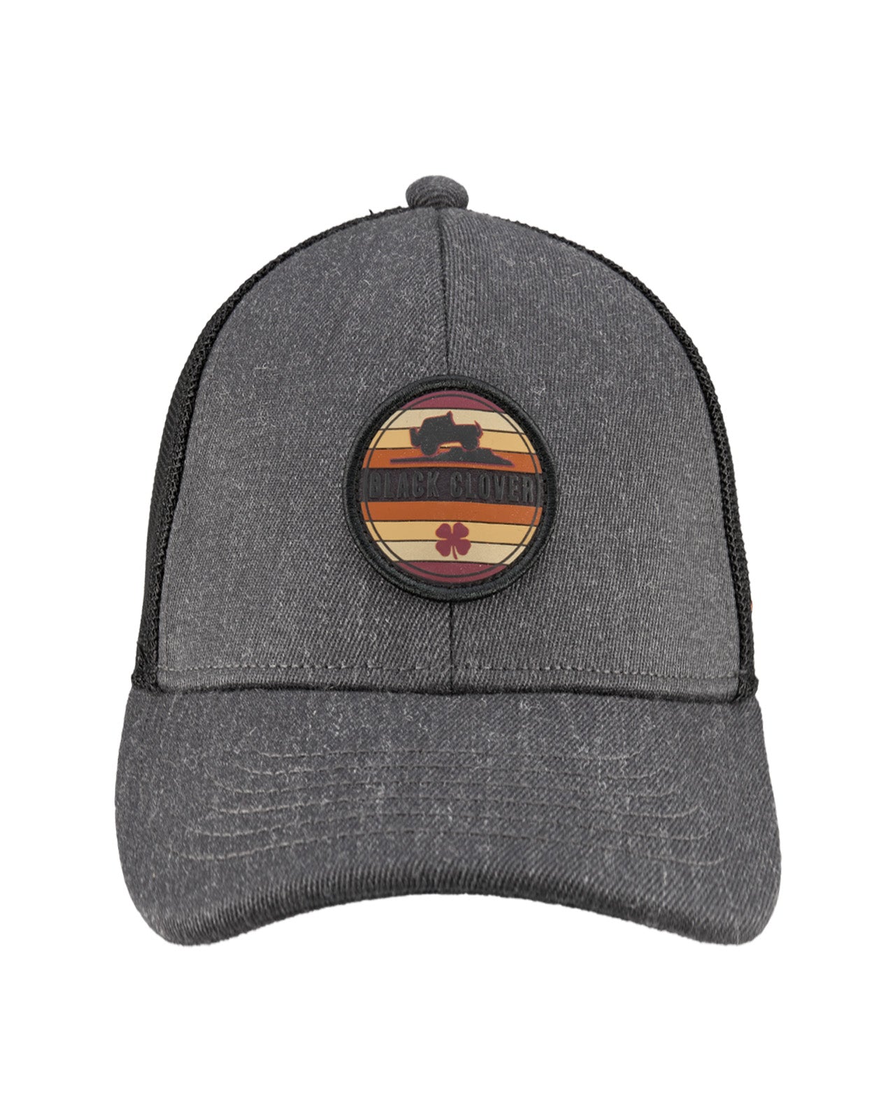 Grey hat with patch depicting vehicle offroad