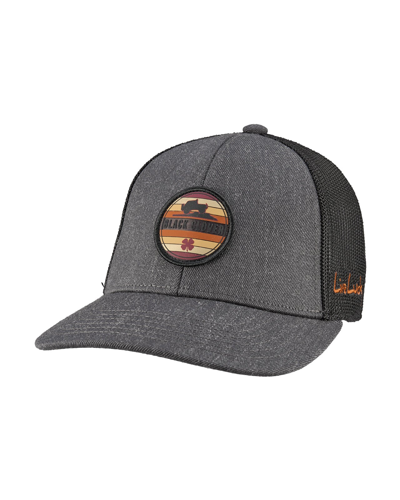 Grey hat with patch depicting vehicle offroad