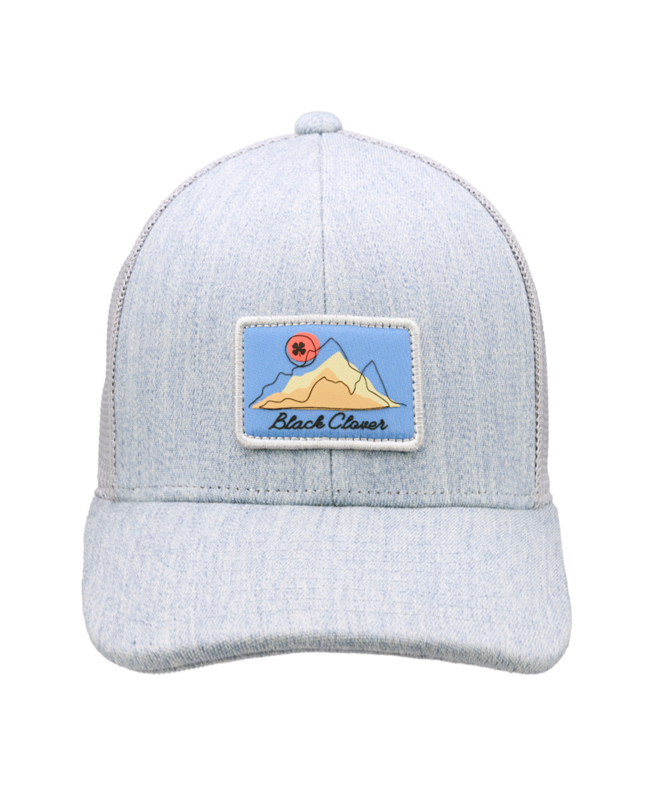 Grey hat from Black Clover with patch depicting mountain