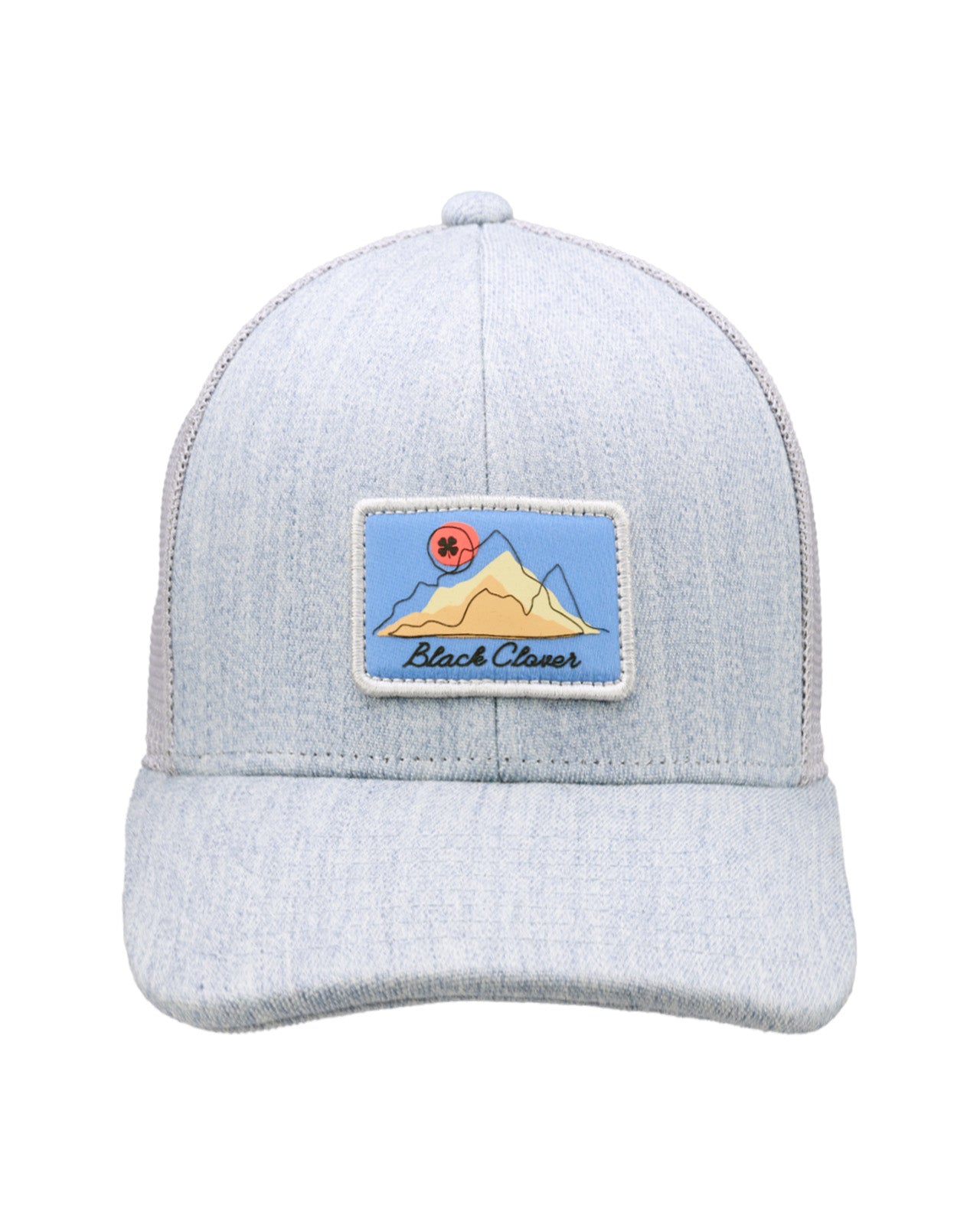 Grey hat from Black Clover with patch depicting mountain