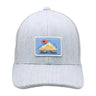 Grey hat from Black Clover with patch depicting mountain