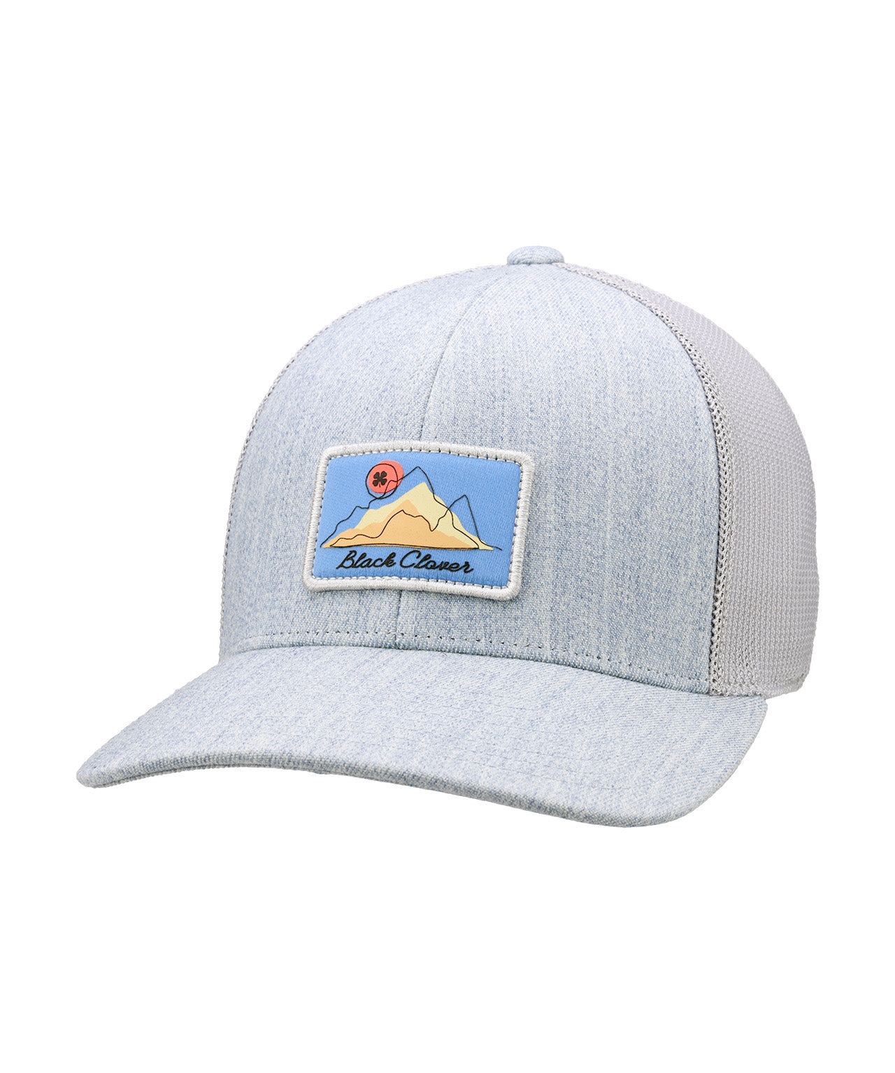 Grey hat from Black Clover with patch depicting mountain