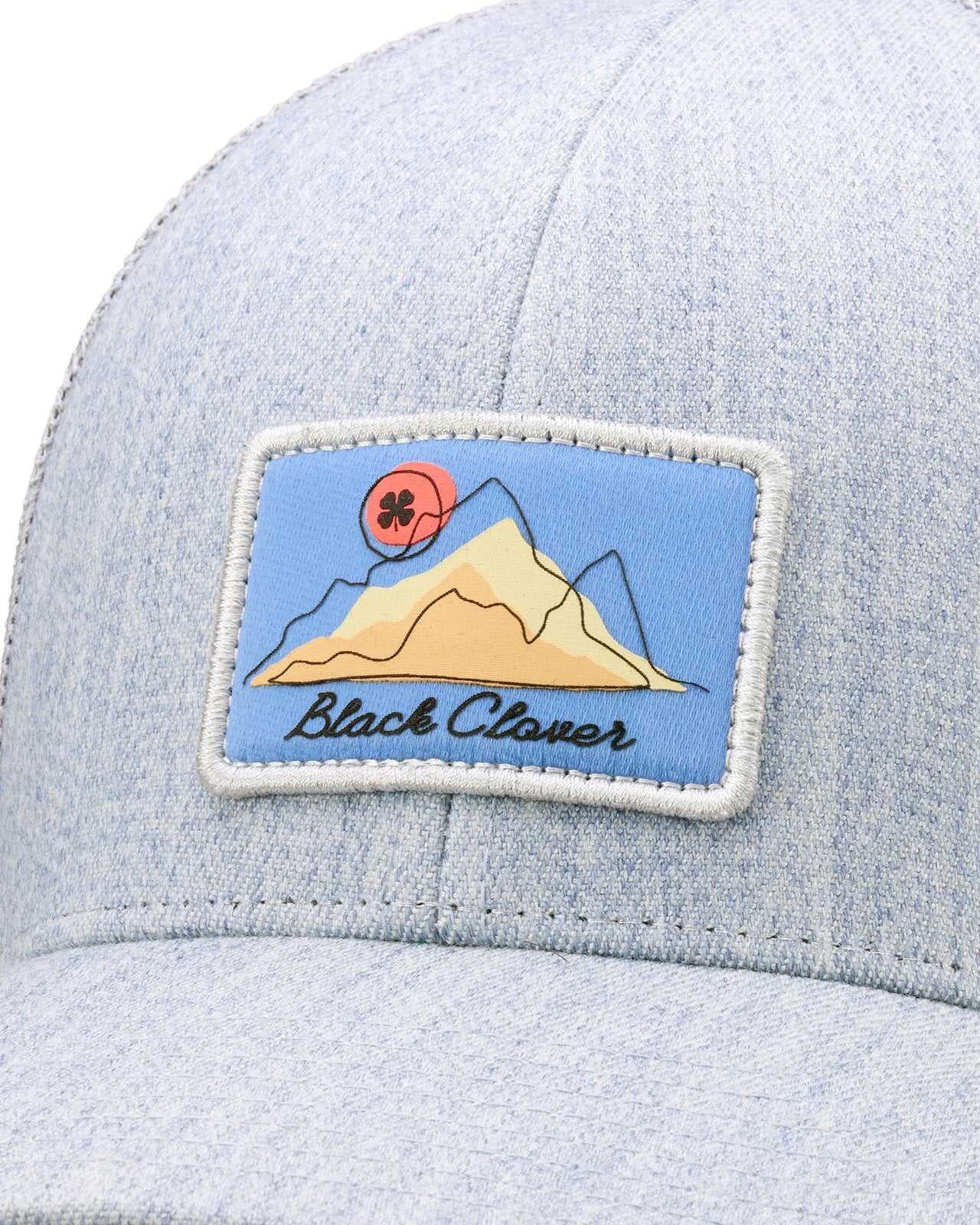 Grey hat from Black Clover with patch depicting mountain