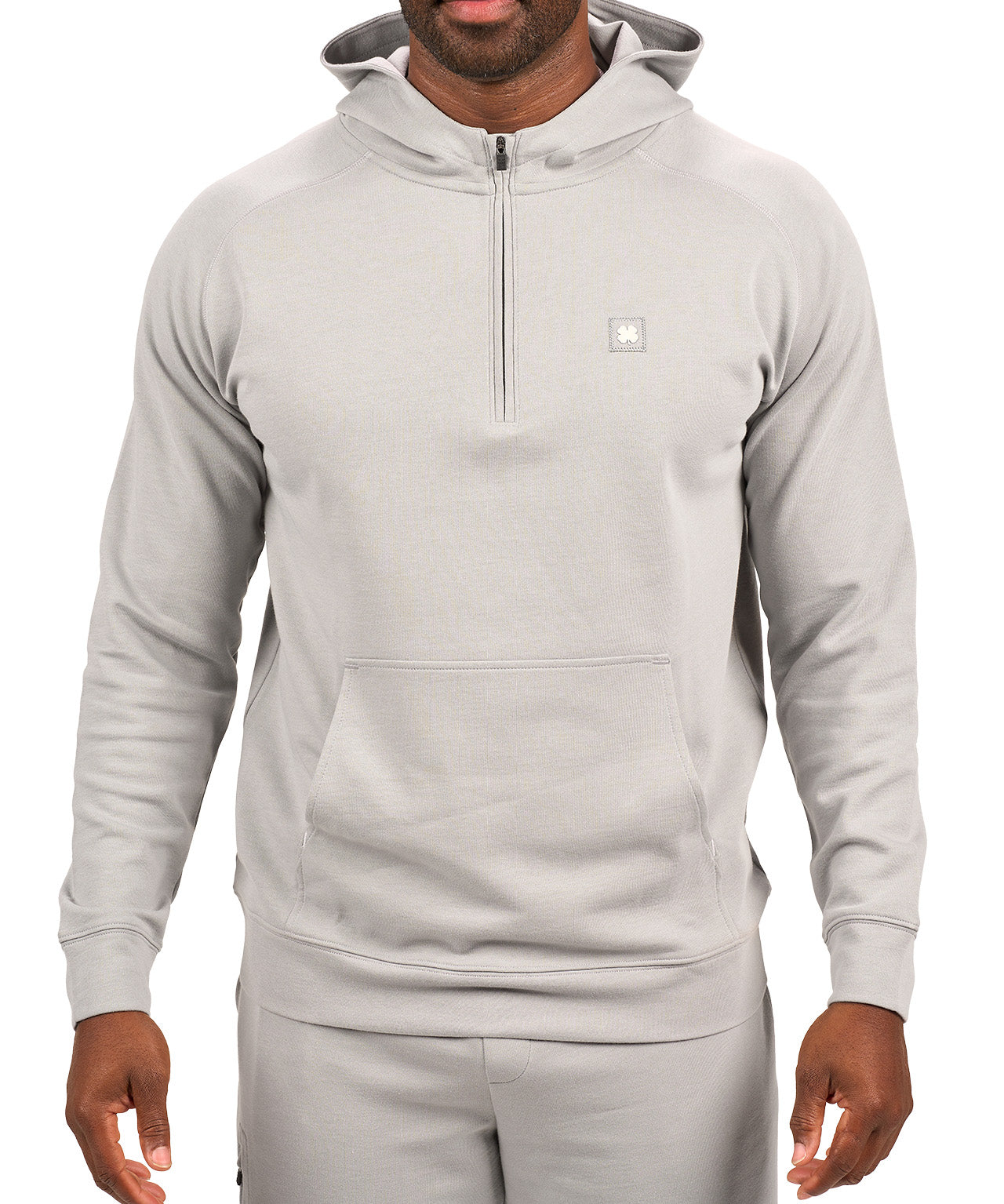 light grey hoodie with Black Clover logo on chest