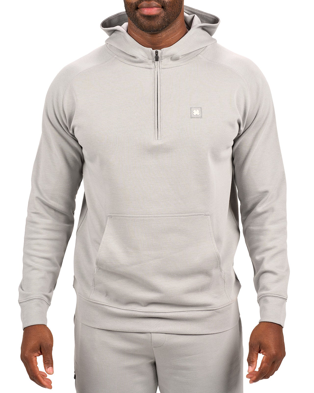 light grey hoodie with Black Clover logo on chest