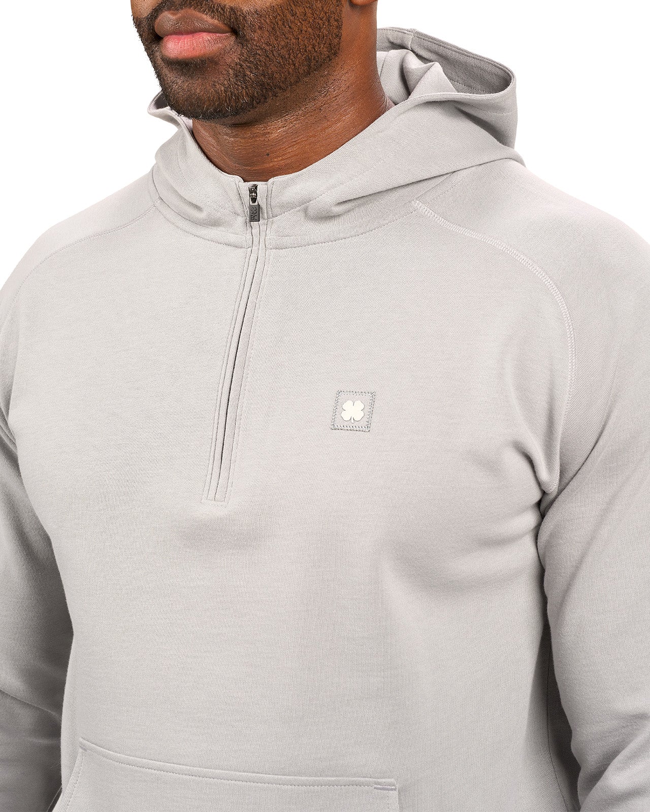 light grey hoodie with Black Clover logo on chest