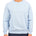 man wearing an light blue colored sweater from Black Clover with a 3d text BLCK CLVR on the chest