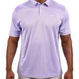 Man wearing a light purple polo from Black Clover with a small BC logo on the left chest