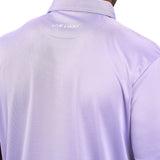 Man wearing a light purple polo from Black Clover with a small BC logo on the left chest