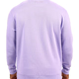 Man wearing a light purple quarter zip sweater from Black Clover featuring a small clover below the zipper