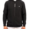 Man wearing black zip up hoodie from Black Clover featuring small clover icon on the left chest