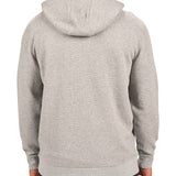 Man wearing oatmeal colored zip up hoodie from Black Clover featuring small clover icon on the left chest