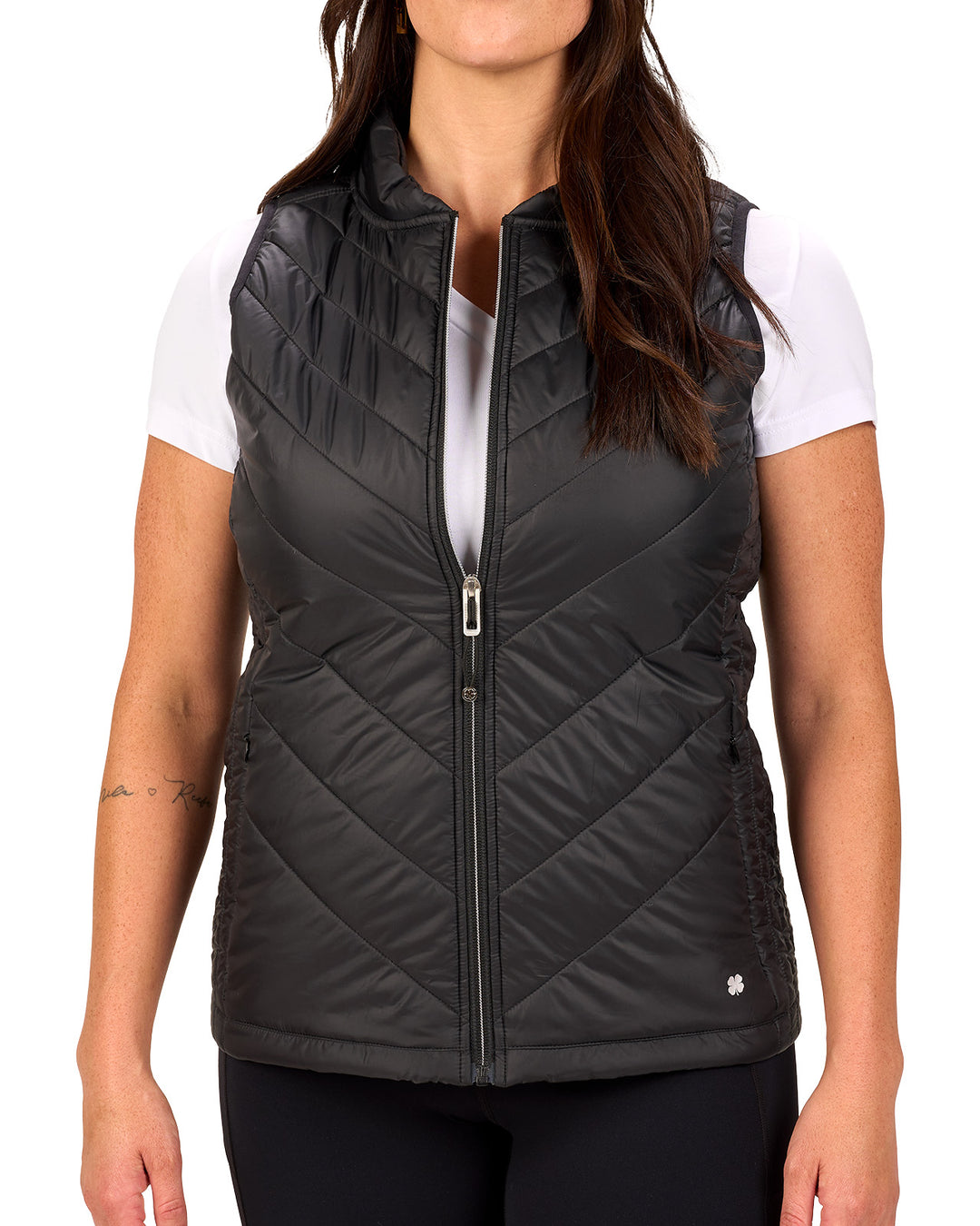 QUILTED HOODED VEST (BLACK) main image 0