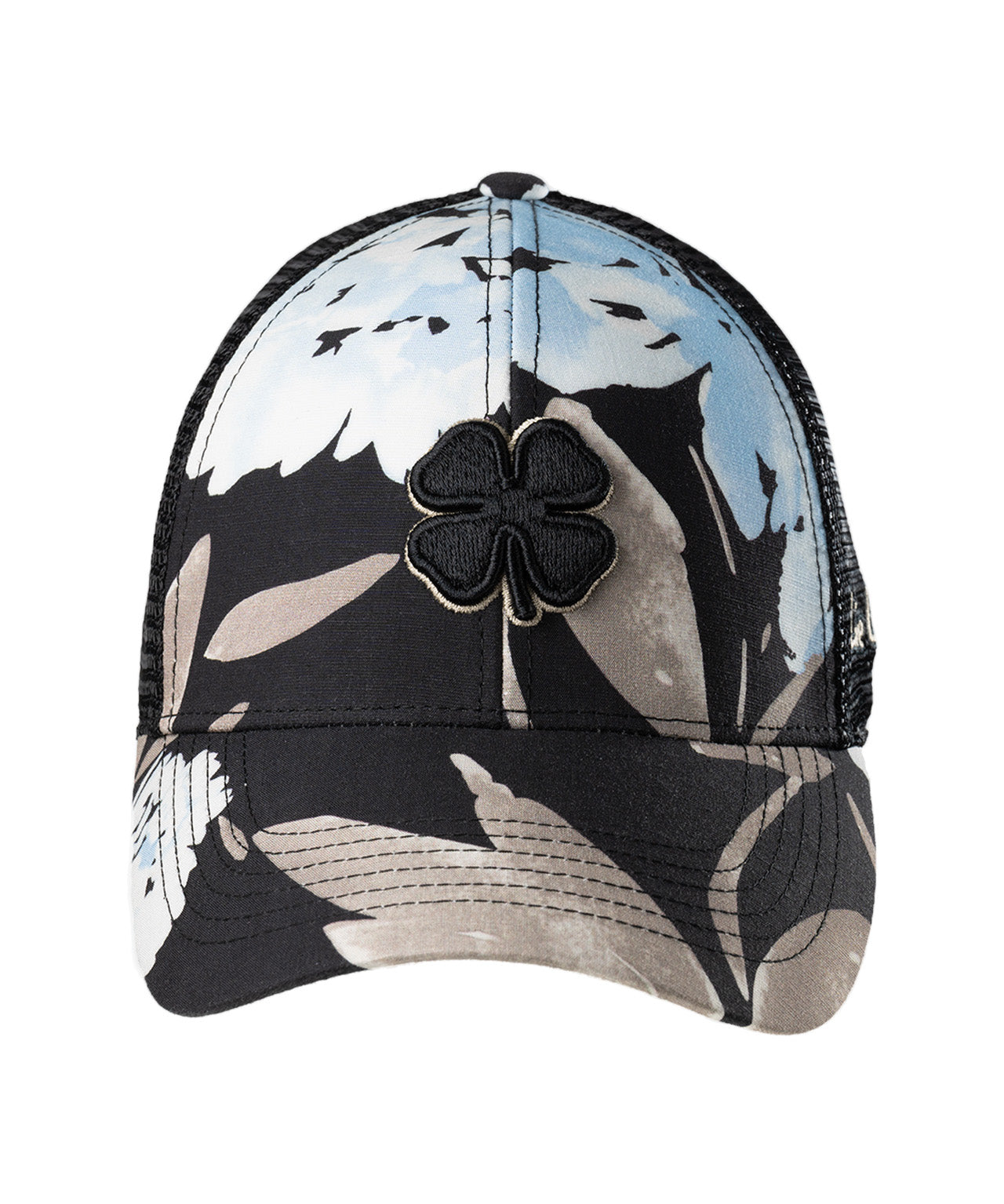 Black brown and blue colored tropical print hat by black clover