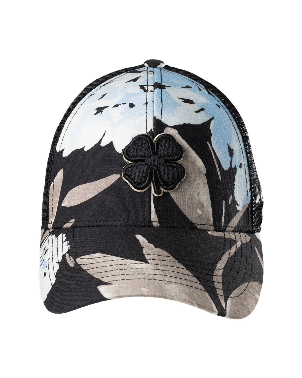 Black brown and blue colored tropical print hat by black clover