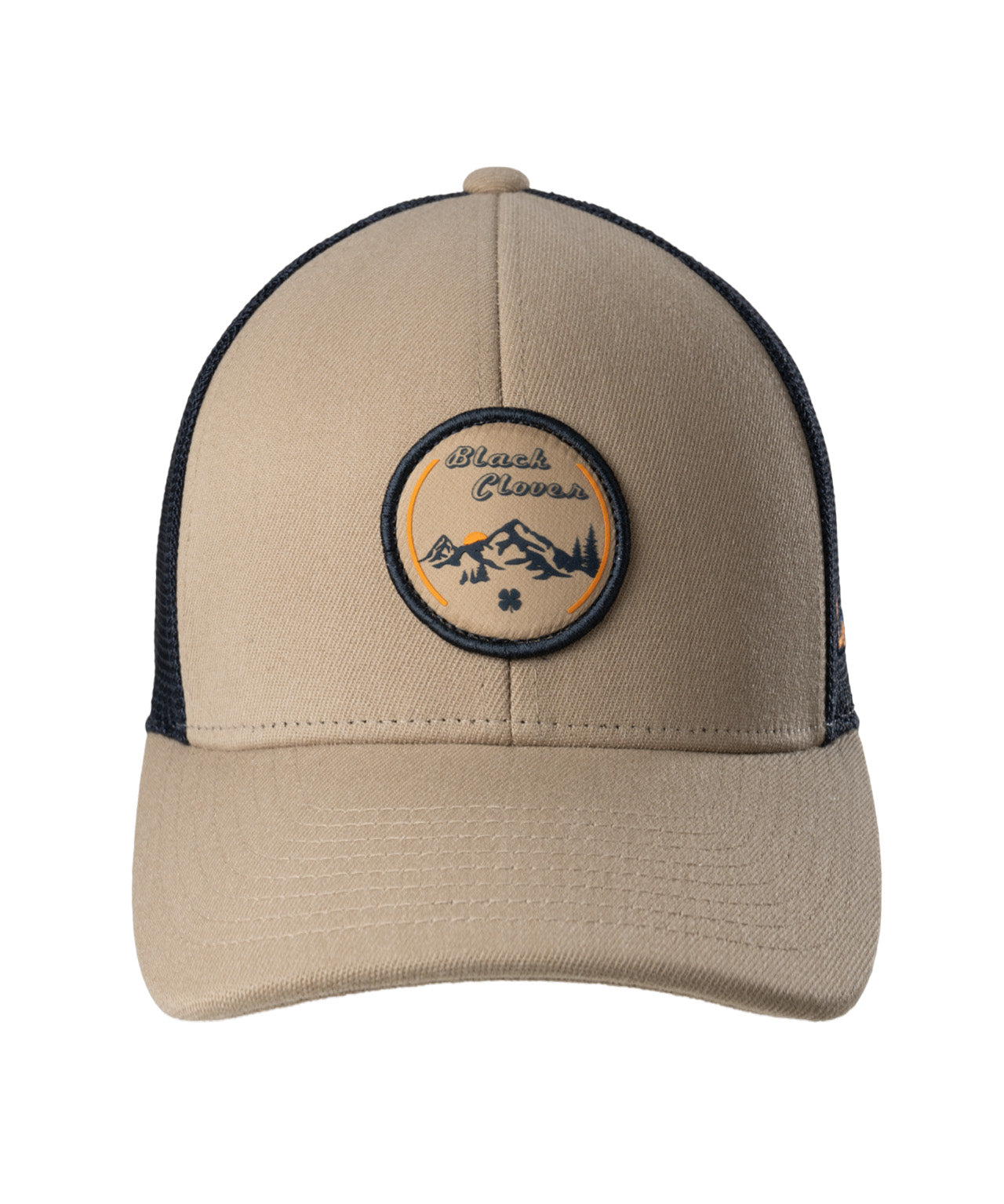 Brown hat with patch depicting Utah's cottonwood mountains