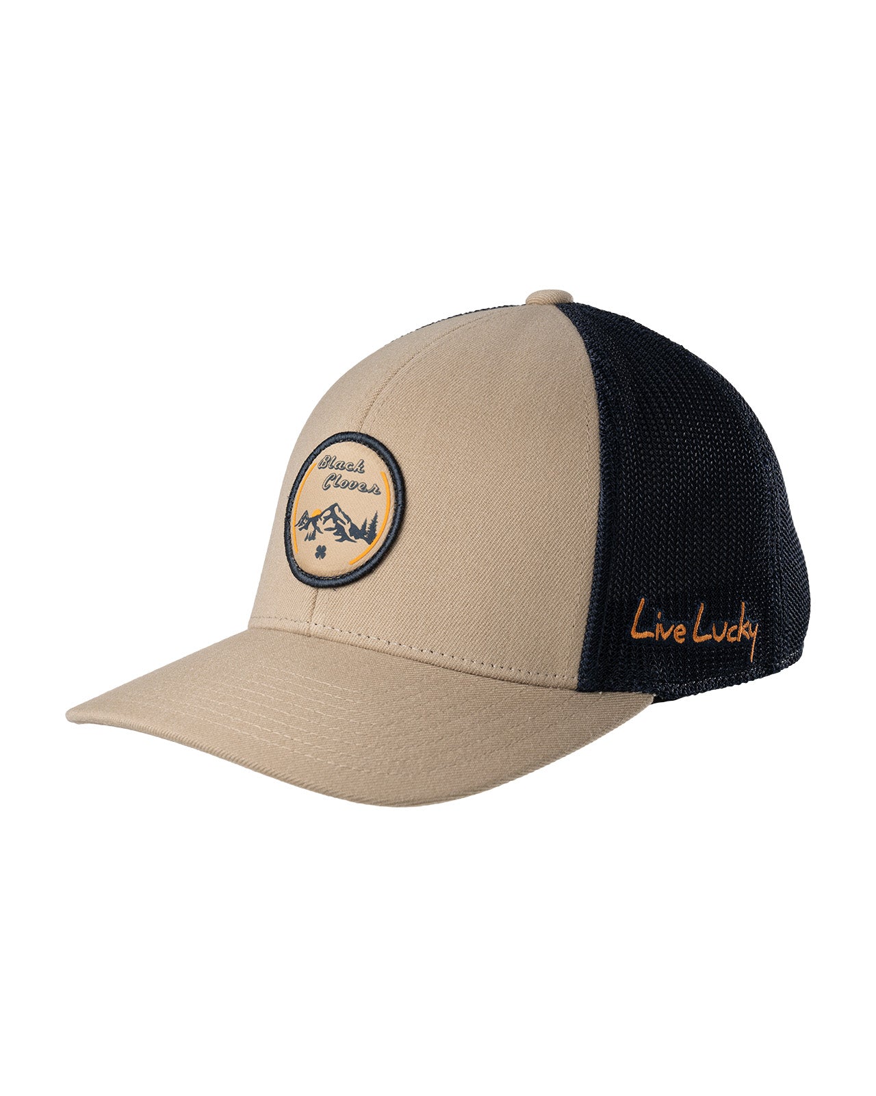 Brown hat with patch depicting Utah's cottonwood mountains