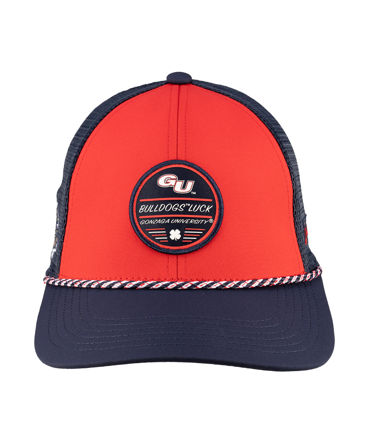 Red and blue hat from Black Clover featuring Gonzaga University Bulldogs logo