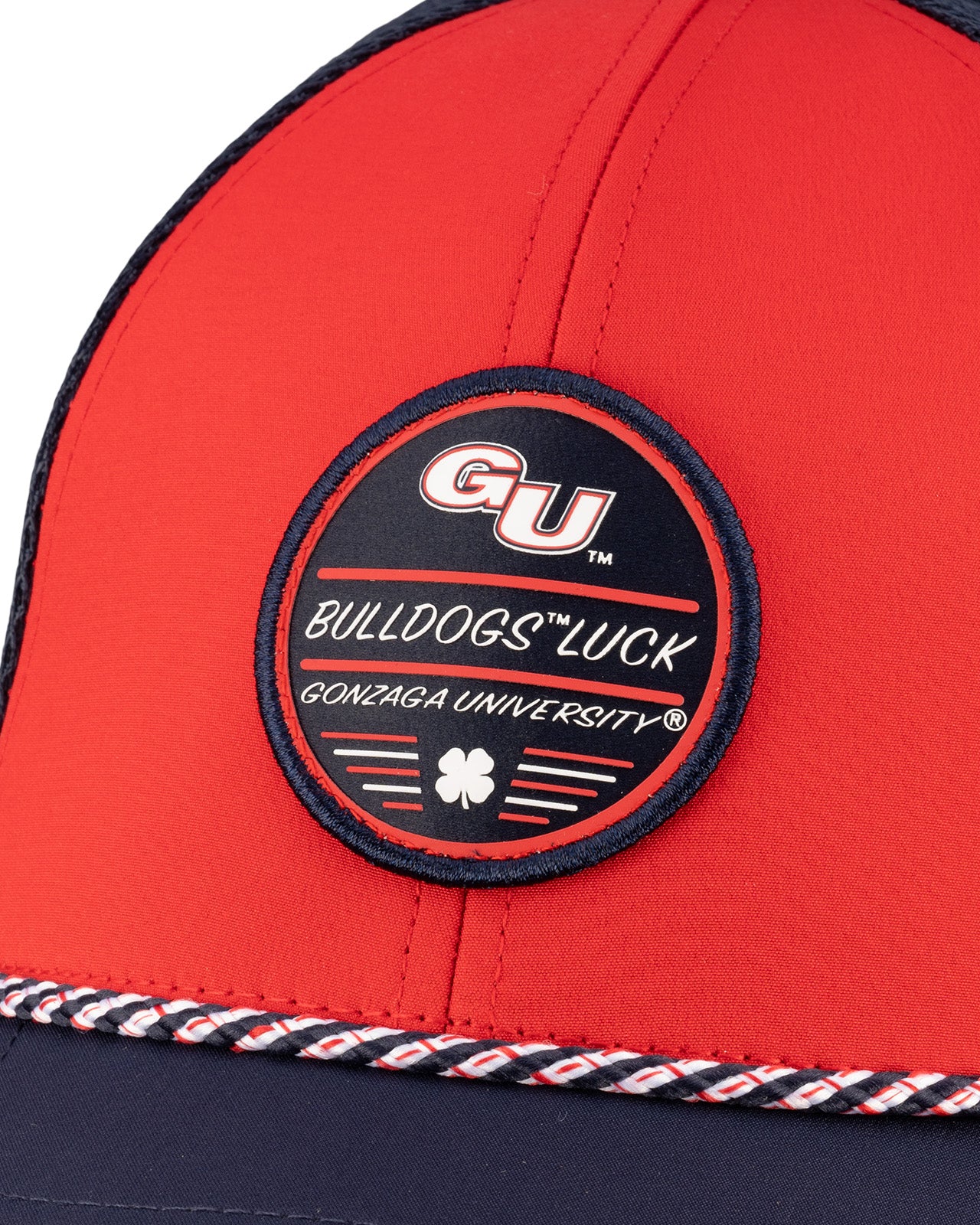 Red and blue hat from Black Clover featuring Gonzaga University Bulldogs logo