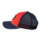 Red and blue hat from Black Clover featuring Gonzaga University Bulldogs logo