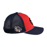 Red and blue hat from Black Clover featuring Gonzaga University Bulldogs logo