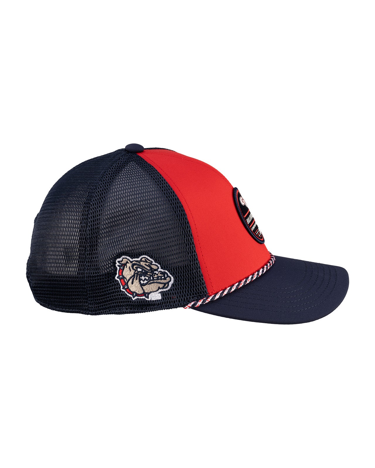 Red and blue hat from Black Clover featuring Gonzaga University Bulldogs logo