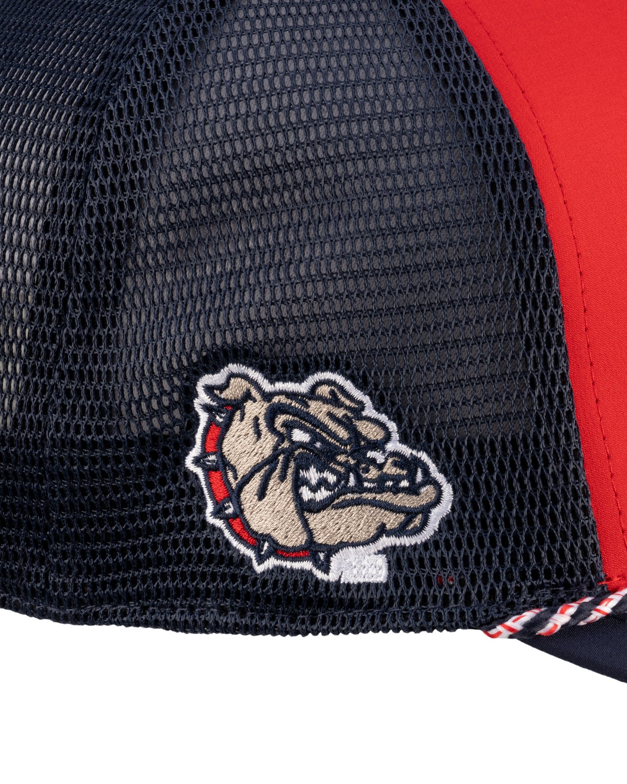 Red and blue hat from Black Clover featuring Gonzaga University Bulldogs logo