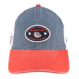 Two tone red and blue retro style hat from Black Clover featuring Gonzaga university bulldogs logo