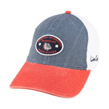 Two tone red and blue retro style hat from Black Clover featuring Gonzaga university bulldogs logo