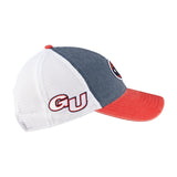 Two tone red and blue retro style hat from Black Clover featuring Gonzaga university bulldogs logo