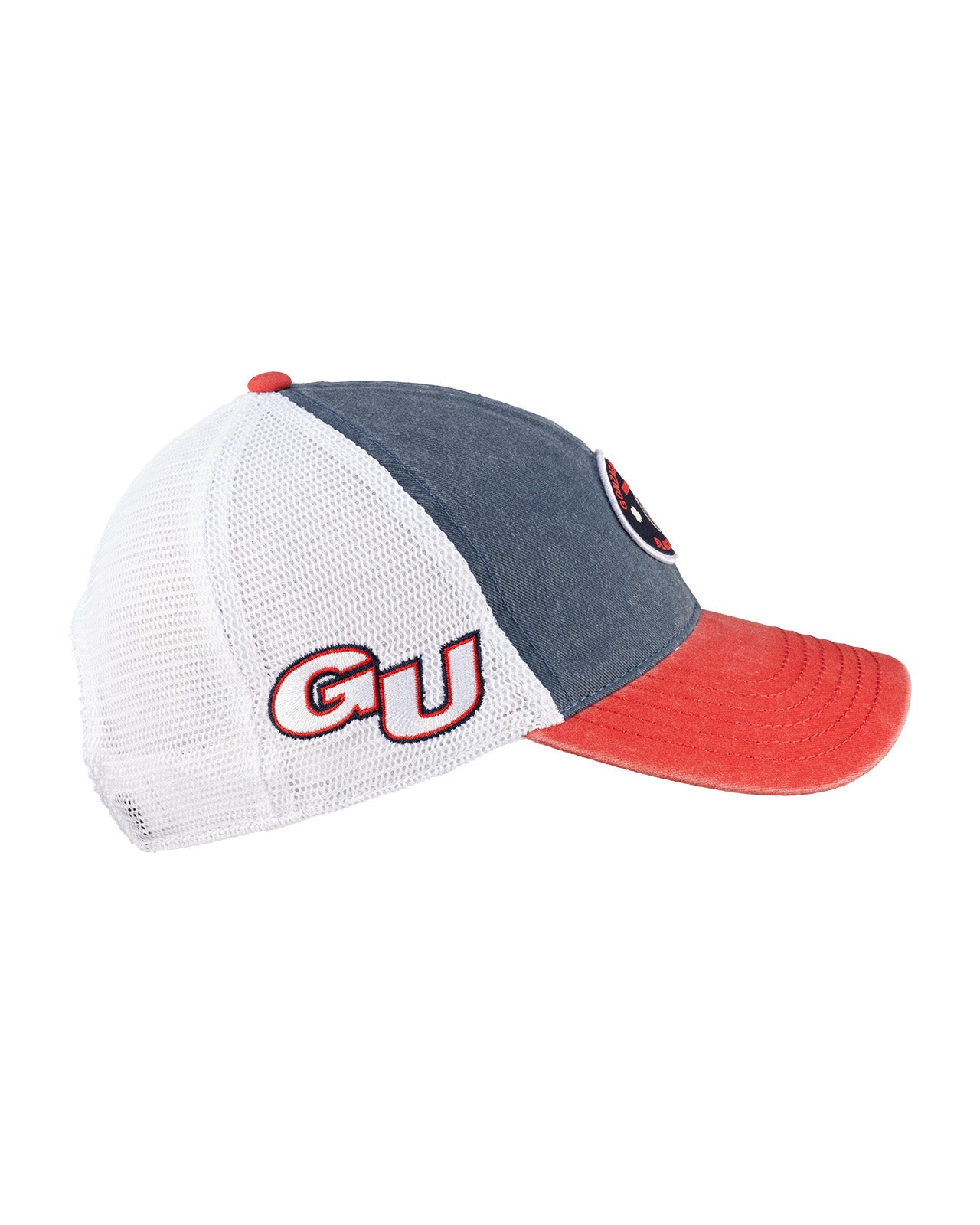 Two tone red and blue retro style hat from Black Clover featuring Gonzaga university bulldogs logo