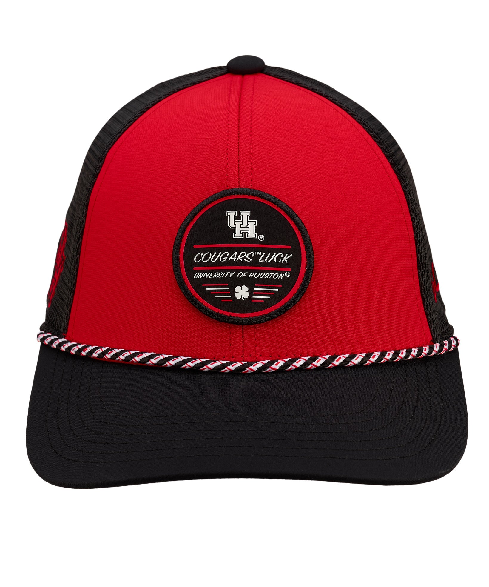 Red and black two tone rope hat from Black Clover featuring University of Houston cougars logo