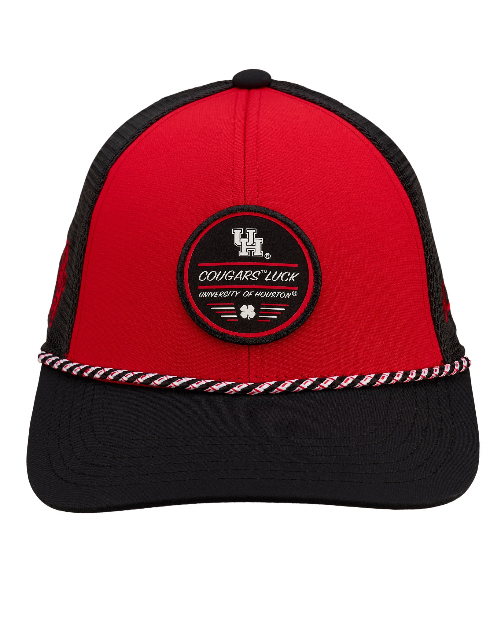 Red and black two tone rope hat from Black Clover featuring University of Houston cougars logo