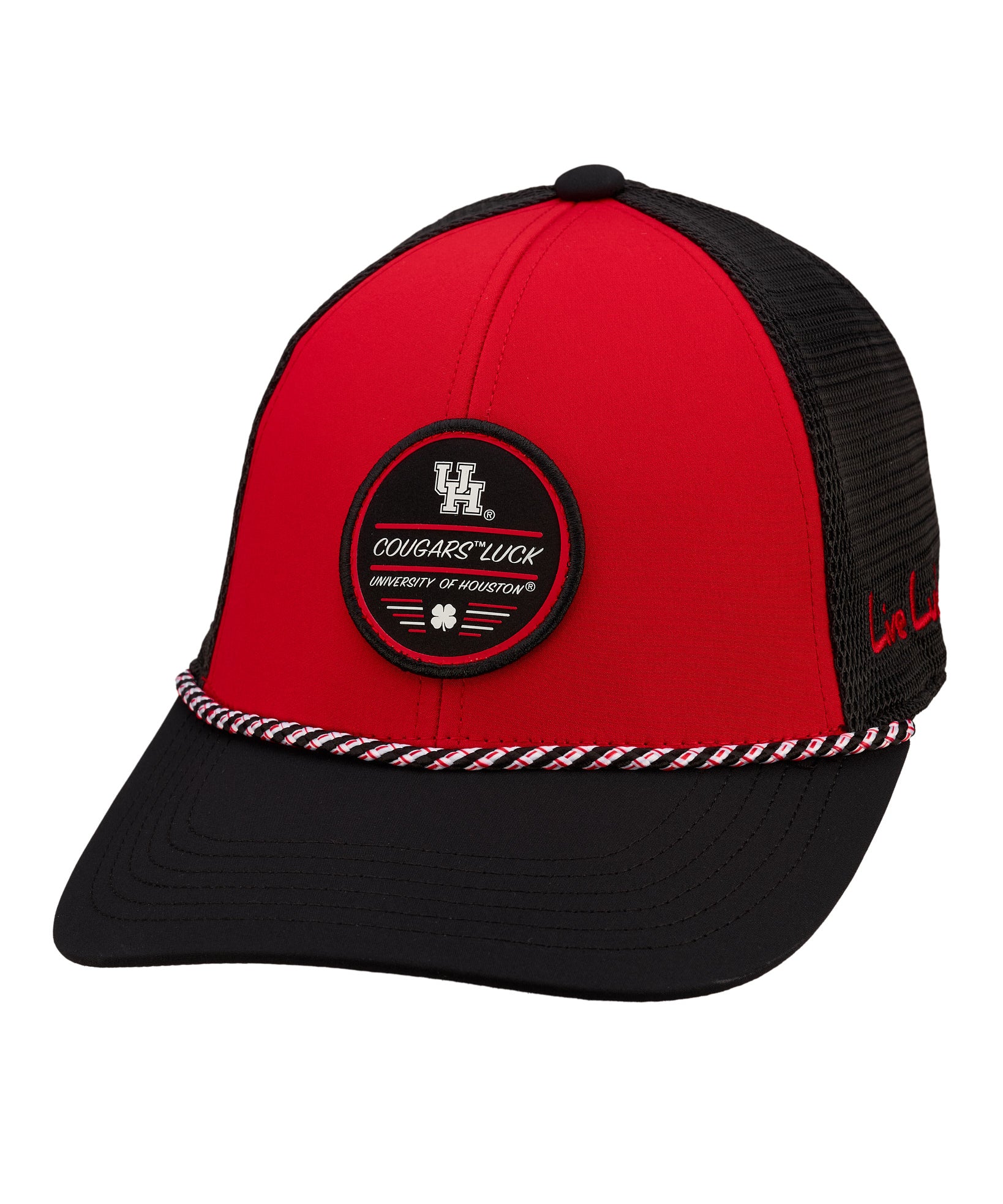 Red and black two tone rope hat from Black Clover featuring University of Houston cougars logo