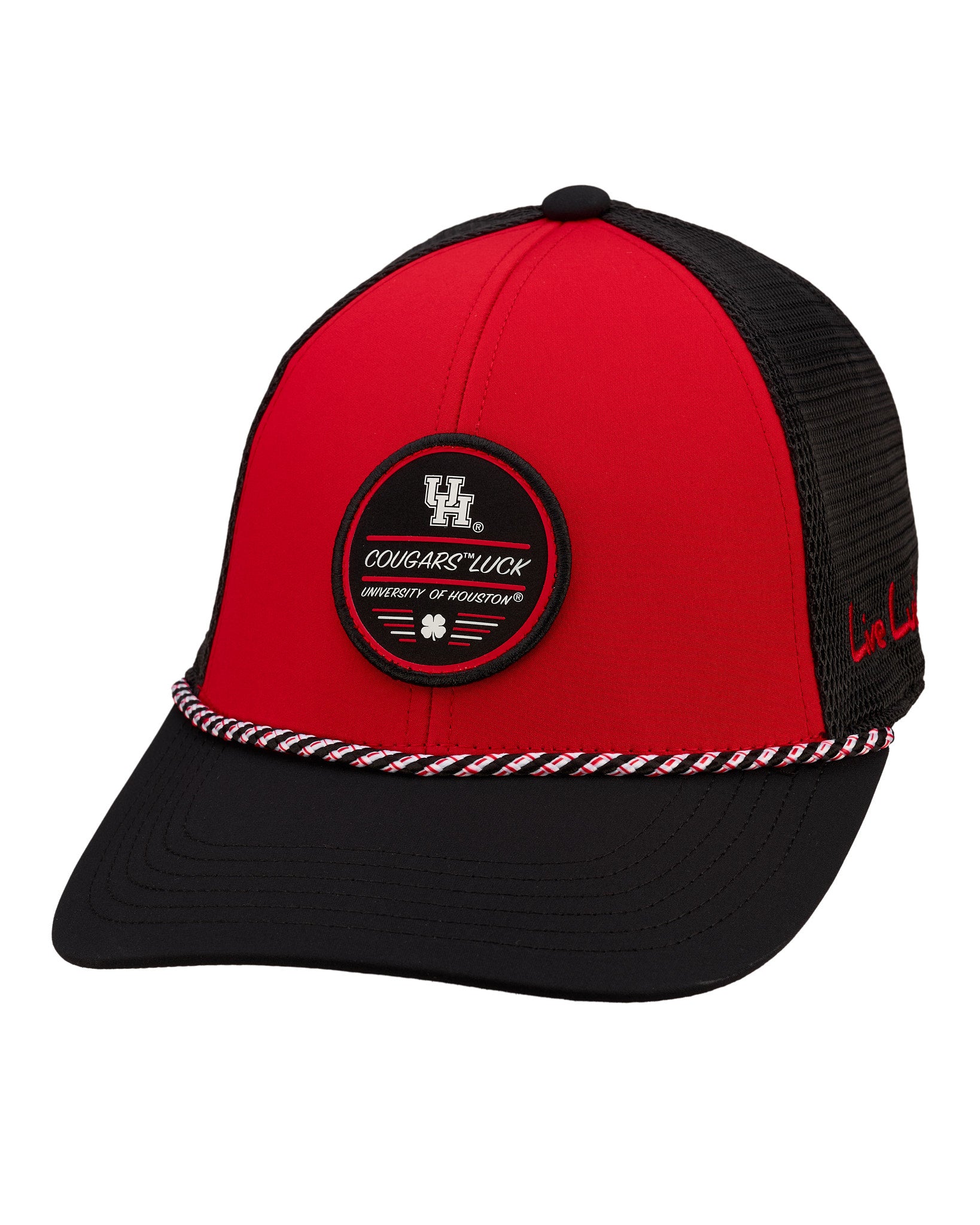 Red and black two tone rope hat from Black Clover featuring University of Houston cougars logo