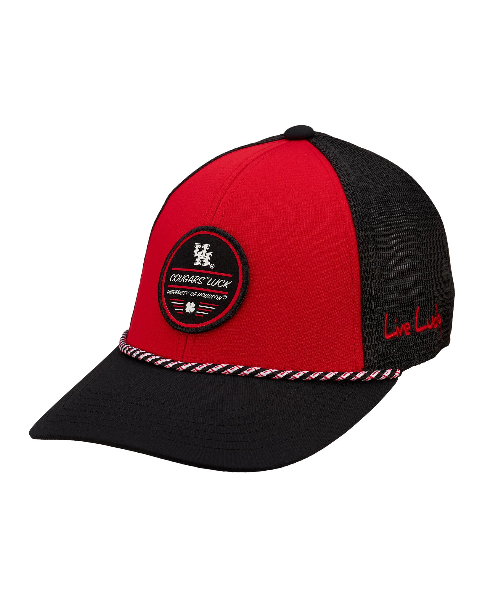 Red and black two tone rope hat from Black Clover featuring University of Houston cougars logo