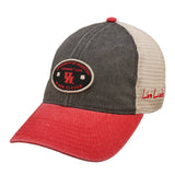 Black and red two tone vintage style hat from Black Clover Featuring University of Houston logo