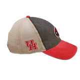 Black and red two tone vintage style hat from Black Clover Featuring University of Houston logo