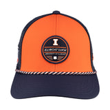 Orange and navy two tone hat from Black Clover featuring University of Illinois Logo