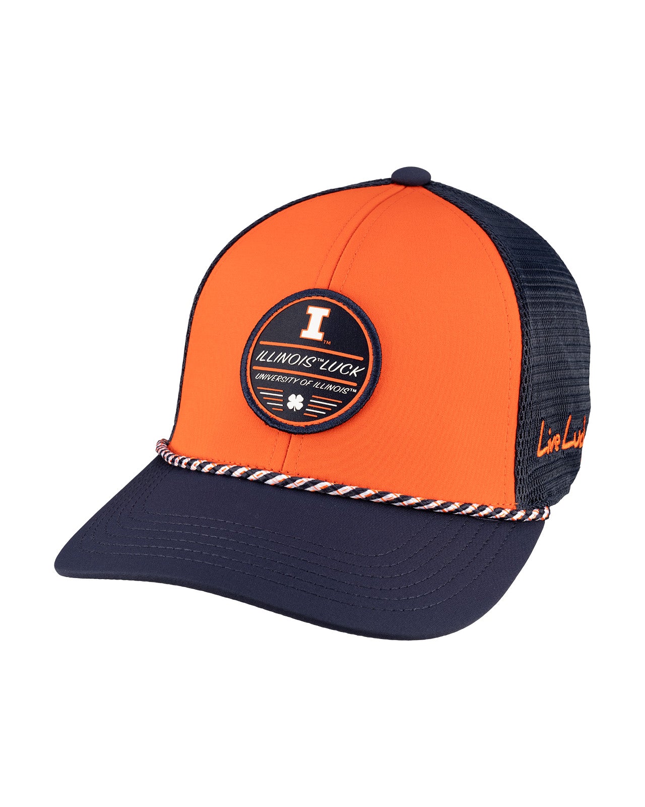 Orange and navy two tone hat from Black Clover featuring University of Illinois Logo