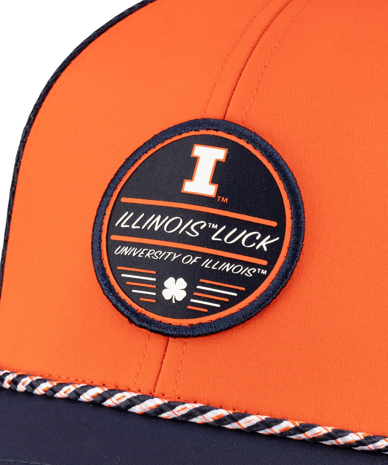 Orange and navy two tone hat from Black Clover featuring University of Illinois Logo