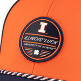 Orange and navy two tone hat from Black Clover featuring University of Illinois Logo