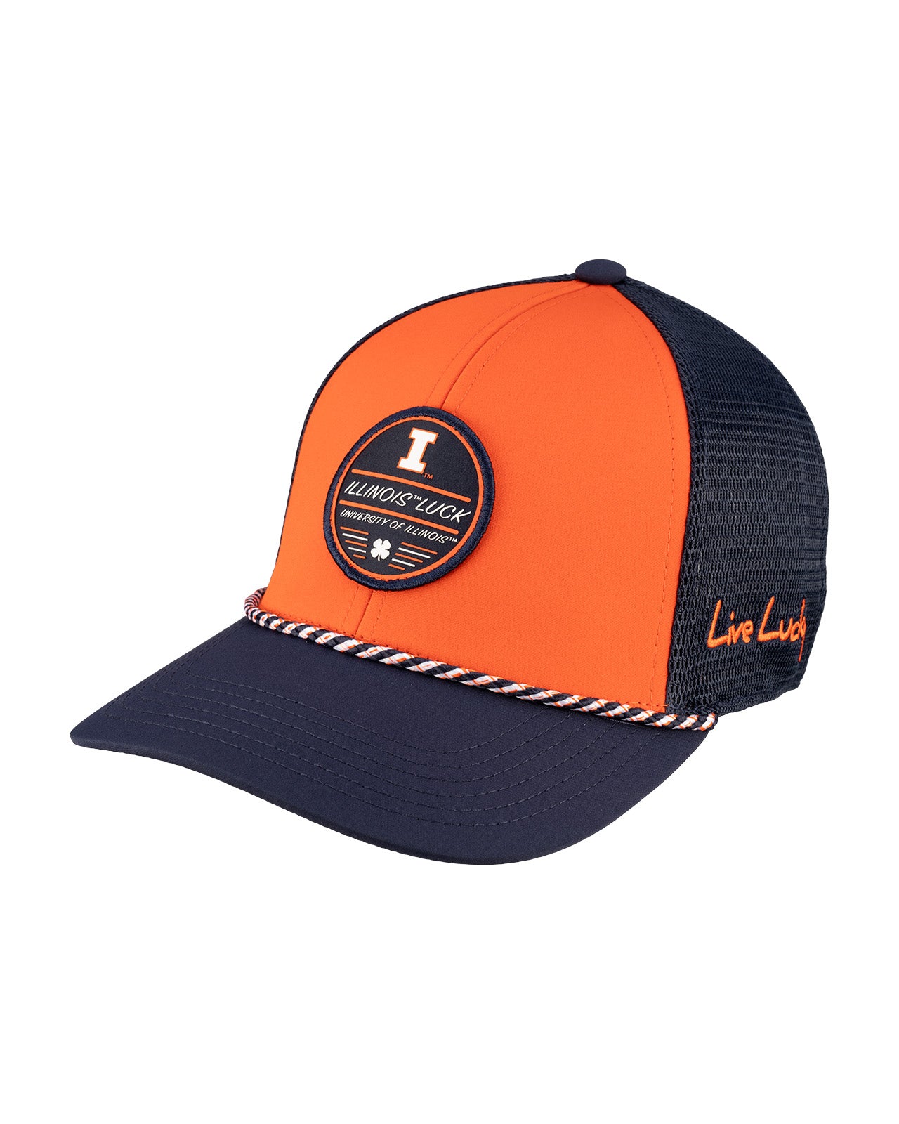 Orange and navy two tone hat from Black Clover featuring University of Illinois Logo