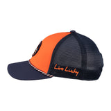 Orange and navy two tone hat from Black Clover featuring University of Illinois Logo