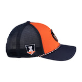 Orange and navy two tone hat from Black Clover featuring University of Illinois Logo