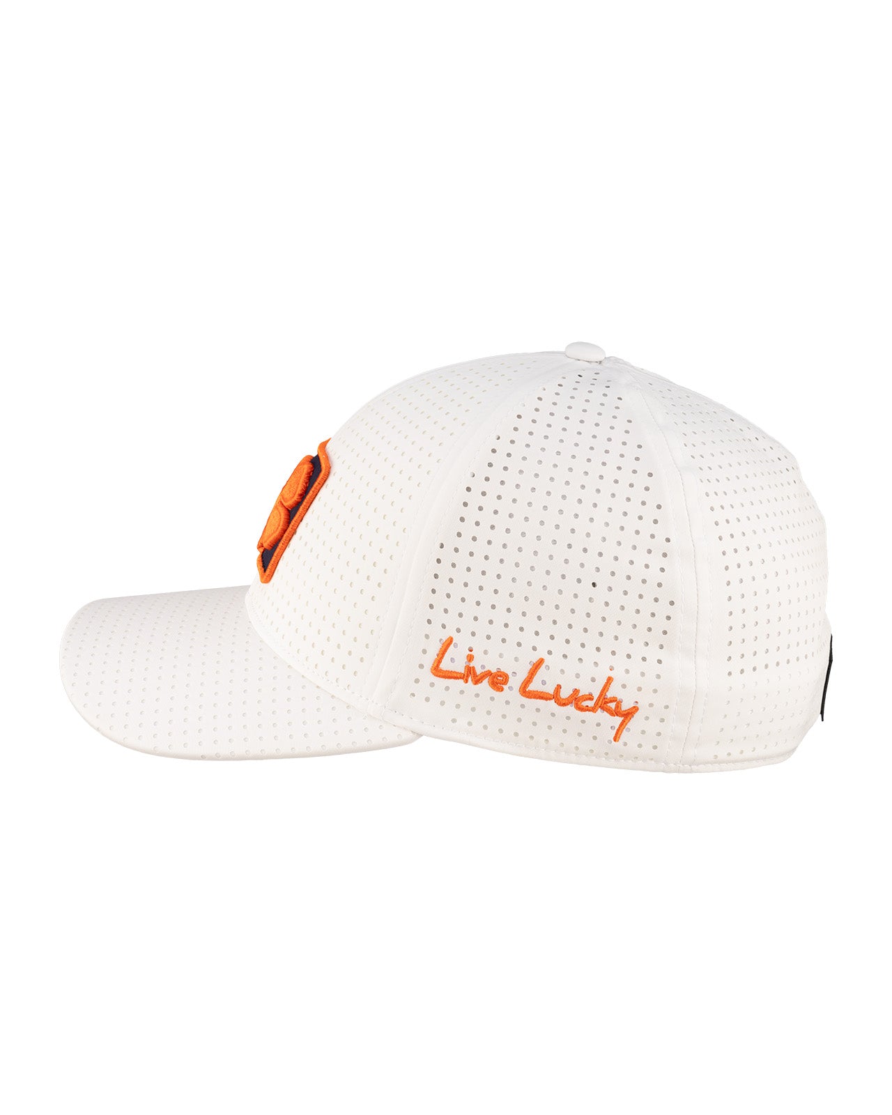 white perforated hat from Black Clover featuring University of Illinois Logo