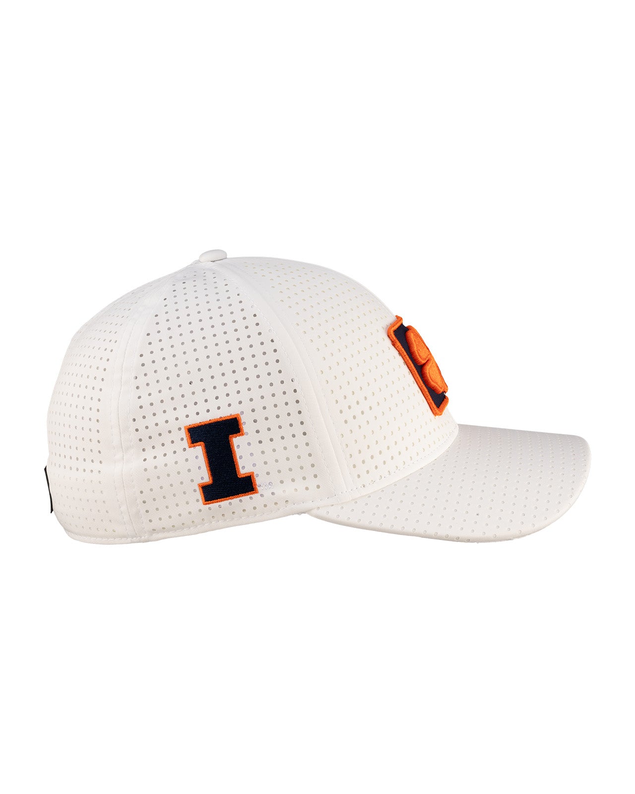 white perforated hat from Black Clover featuring University of Illinois Logo