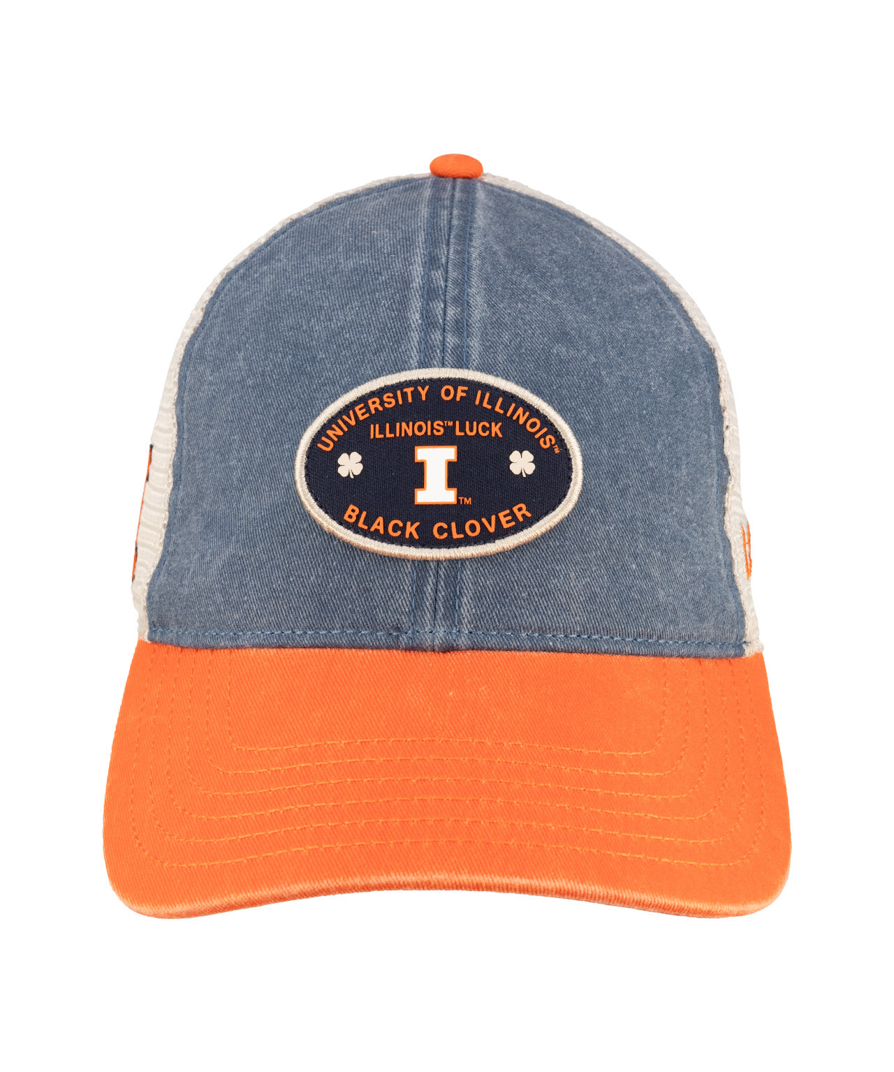 Two tone blue and orange vintage style hat from Black Clover featuring University of Illinois logo