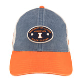 Two tone blue and orange vintage style hat from Black Clover featuring University of Illinois logo